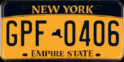 NY license plate GPF0406