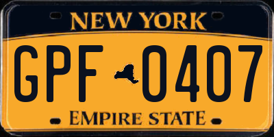 NY license plate GPF0407