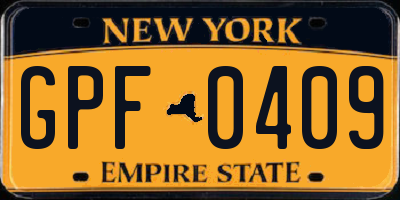 NY license plate GPF0409