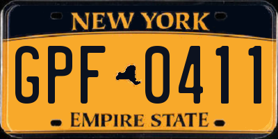 NY license plate GPF0411