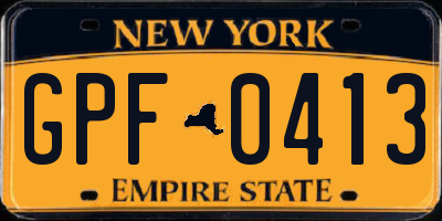 NY license plate GPF0413