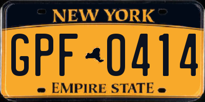 NY license plate GPF0414