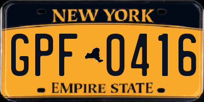 NY license plate GPF0416