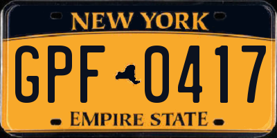 NY license plate GPF0417