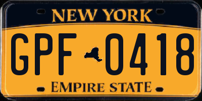 NY license plate GPF0418