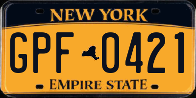 NY license plate GPF0421