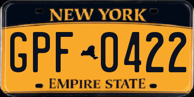 NY license plate GPF0422