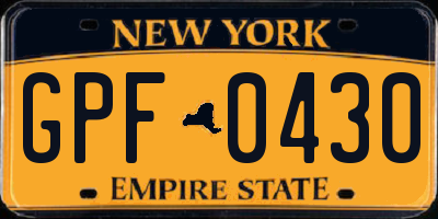 NY license plate GPF0430