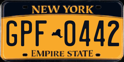 NY license plate GPF0442