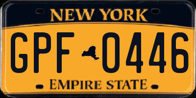 NY license plate GPF0446