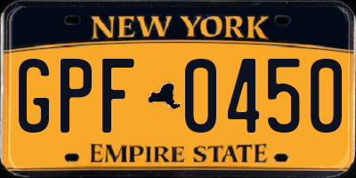 NY license plate GPF0450