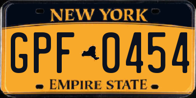 NY license plate GPF0454
