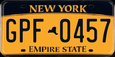 NY license plate GPF0457