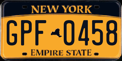 NY license plate GPF0458