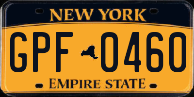 NY license plate GPF0460