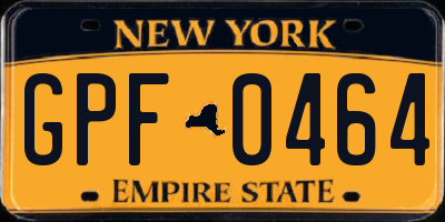 NY license plate GPF0464
