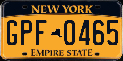 NY license plate GPF0465