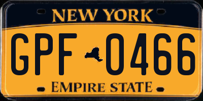 NY license plate GPF0466