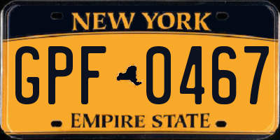 NY license plate GPF0467