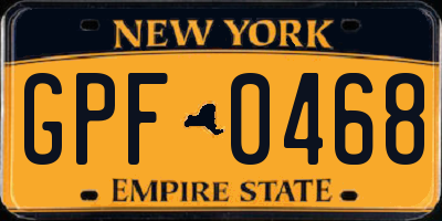 NY license plate GPF0468