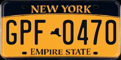 NY license plate GPF0470