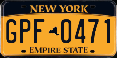 NY license plate GPF0471