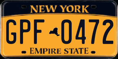 NY license plate GPF0472