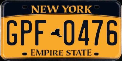 NY license plate GPF0476