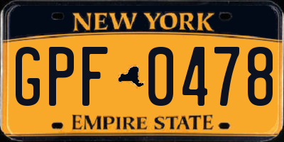 NY license plate GPF0478