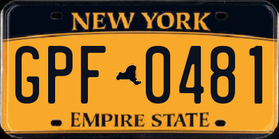 NY license plate GPF0481