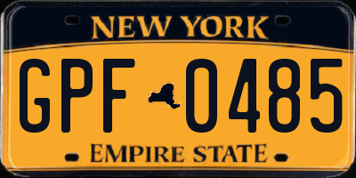 NY license plate GPF0485