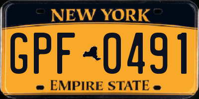 NY license plate GPF0491