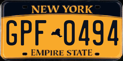 NY license plate GPF0494