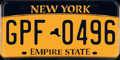 NY license plate GPF0496