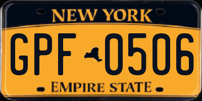 NY license plate GPF0506