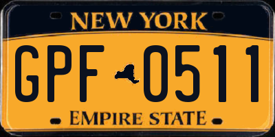 NY license plate GPF0511