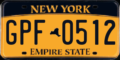 NY license plate GPF0512