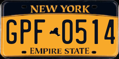 NY license plate GPF0514