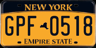 NY license plate GPF0518