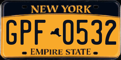 NY license plate GPF0532