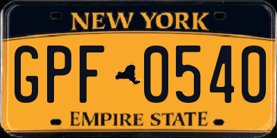 NY license plate GPF0540