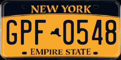 NY license plate GPF0548