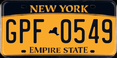 NY license plate GPF0549