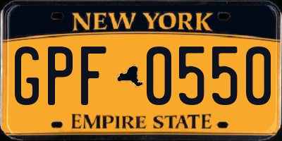 NY license plate GPF0550