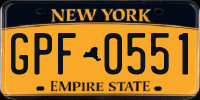 NY license plate GPF0551