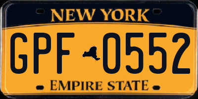 NY license plate GPF0552