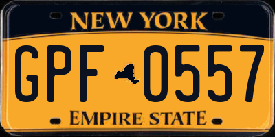 NY license plate GPF0557