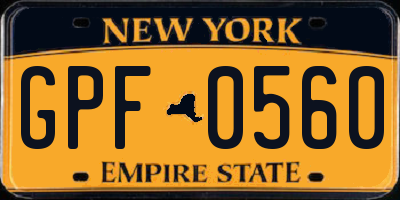NY license plate GPF0560