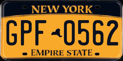 NY license plate GPF0562