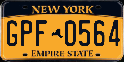 NY license plate GPF0564